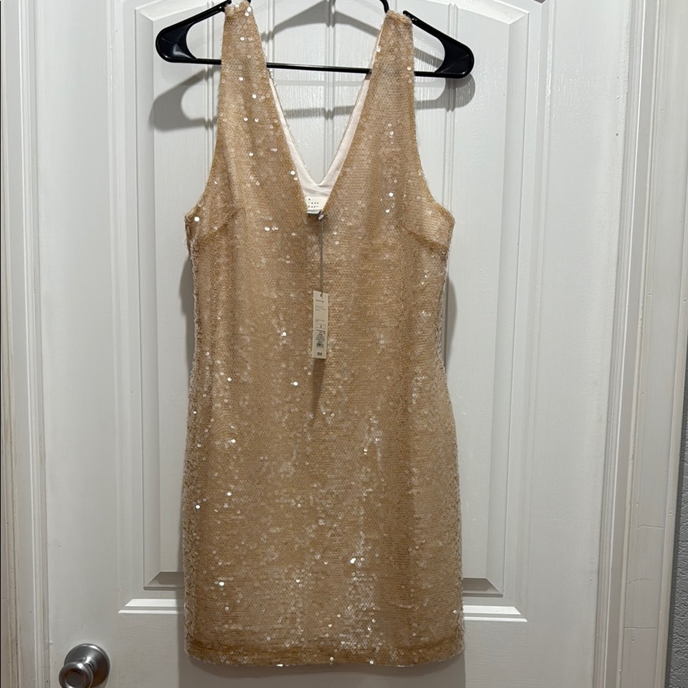 Elegant Gold champagne Sequin Dress